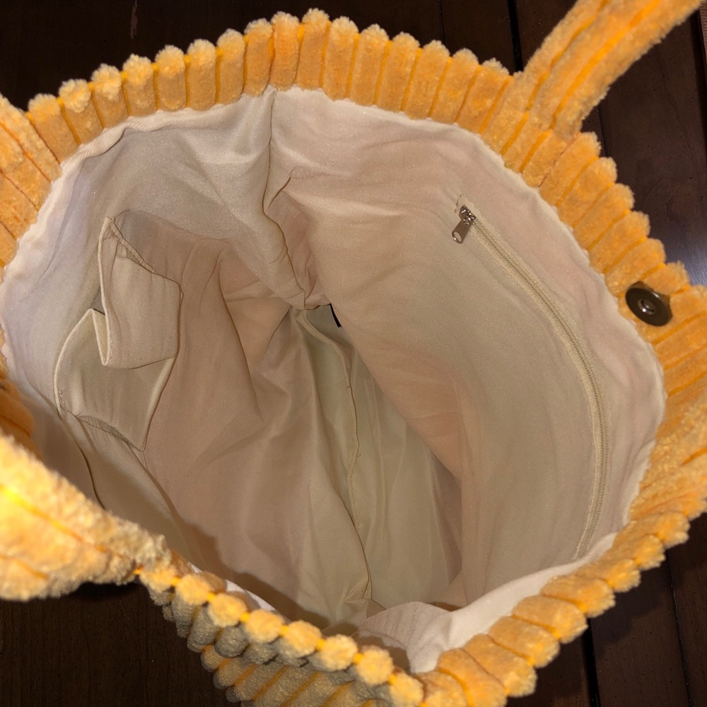 BDG NEW Sunny Yellow Corduroy Tote shoulder bag purse boho preppy - Picture 7 of 8